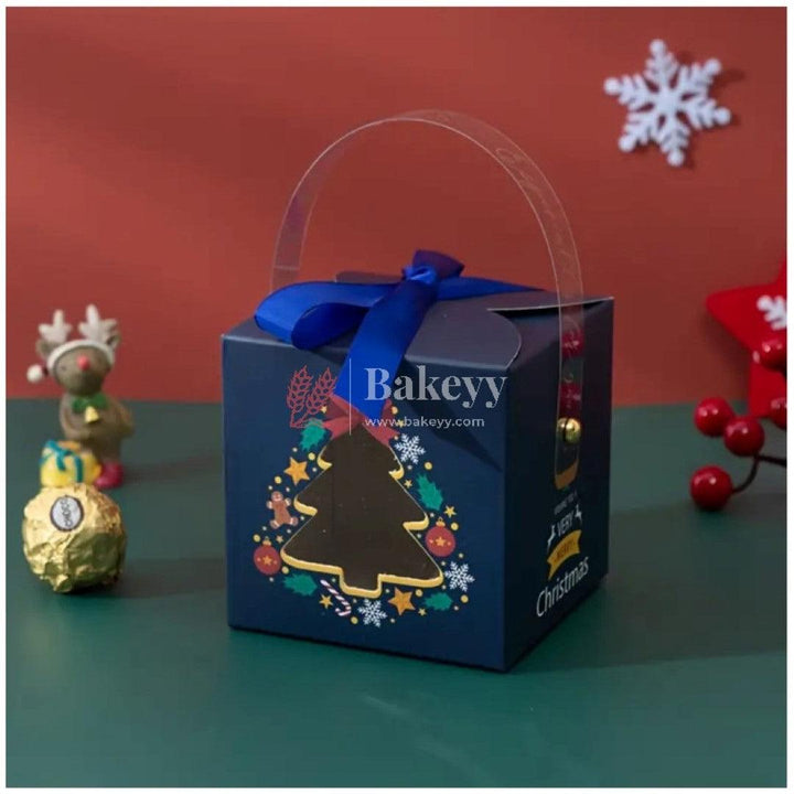 Christmas Folding Gift Boxes, with Transparent Window and Ribbon Santa Claus | Blue | Pack of 10 - Bakeyy.com - India - Christmas Folding Gift Boxes, with Transparent Window and Ribbon Santa Claus | Blue | Pack of 10 - Default Title