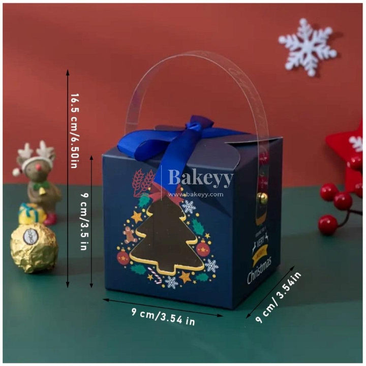 Christmas Folding Gift Boxes, with Transparent Window and Ribbon Santa Claus | Blue | Pack of 10 - Bakeyy.com - India - Christmas Folding Gift Boxes, with Transparent Window and Ribbon Santa Claus | Blue | Pack of 10 - Default Title