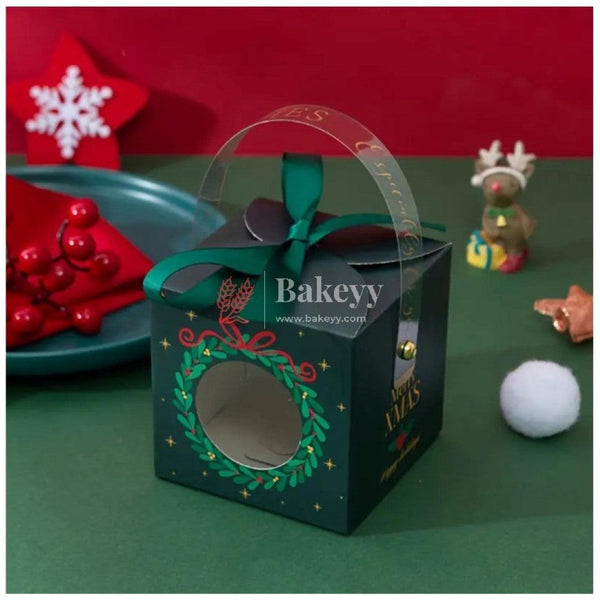 Christmas Folding Gift Boxes, with Transparent Window and Ribbon Santa Claus | Green | Pack of 10 - Bakeyy.com - India - Christmas Folding Gift Boxes, with Transparent Window and Ribbon Santa Claus | Green | Pack of 10 - Default Title