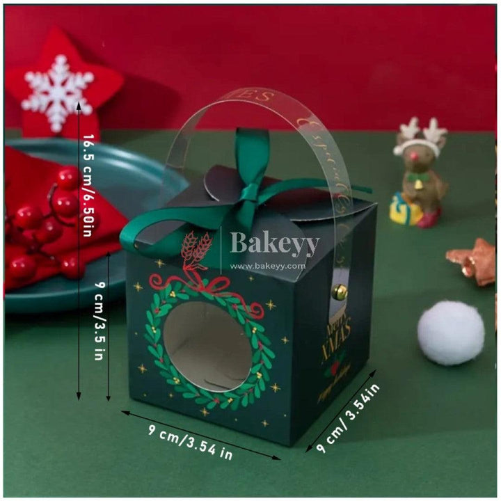 Christmas Folding Gift Boxes, with Transparent Window and Ribbon Santa Claus | Green | Pack of 10 - Bakeyy.com - India - Christmas Folding Gift Boxes, with Transparent Window and Ribbon Santa Claus | Green | Pack of 10 - Default Title