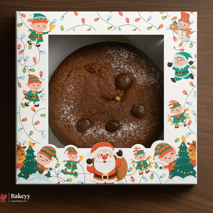 Christmas Plum Cake Box | Festive Printed Packaging | Pack of 25 - Bakeyy.com - India - Christmas Plum Cake Box | Festive Printed Packaging | Pack of 25 - Design 1 / 6x6x2 Inch | 250g 300.00