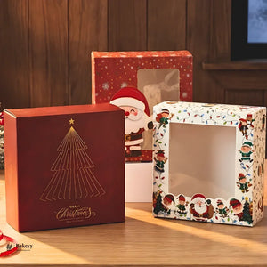 Christmas Plum Cake Box | Festive Printed Packaging | Pack of 25 - Bakeyy.com - India - Christmas Plum Cake Box | Festive Printed Packaging | Pack of 25 - Design 1 / 6x6x2 Inch | 250g 300.00