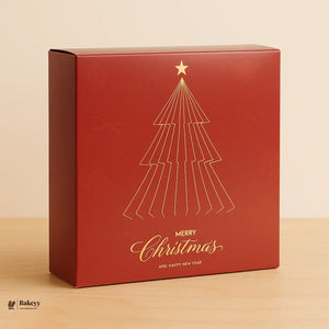 Christmas Plum Cake Box | Festive Printed Packaging | Pack of 25 - Bakeyy.com - India - Christmas Plum Cake Box | Festive Printed Packaging | Pack of 25 - Design 1 / 6x6x2 Inch | 250g 300.00