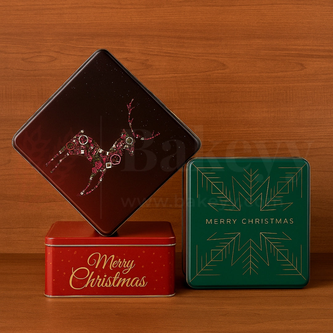 Christmas Hamper Square Tin Box | Pack of 2