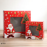 Santa Christmas Cake Box | Festive Holiday Design with Window | Pack of 10