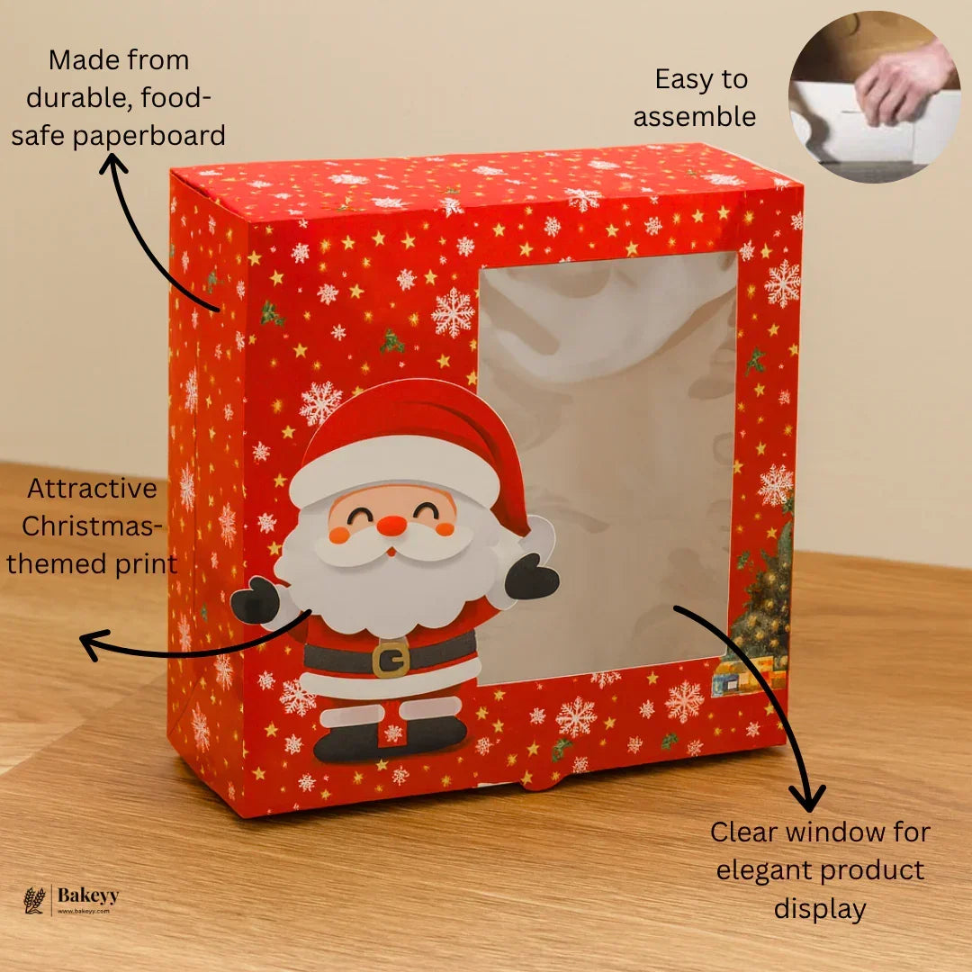 Christmas Plum Cake Box | Festive Printed Packaging | Pack of 25 - Bakeyy.com - India - Christmas Plum Cake Box | Festive Printed Packaging | Pack of 25 - Design 1 / 6x6x2 Inch | 250g 300.00