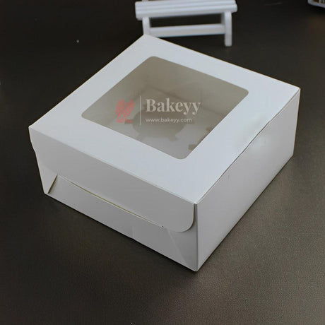 4 Cupcake Box | White Color | With Window | - Bakeyy.com - India - 4 Cupcake Box | White Color | With Window | - Pack of 10