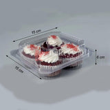 Clear Stackable 4 Cavity Cupcake Boxes | Pack of 50 - Bakeyy.com - India - Clear Stackable 4 Cavity Cupcake Boxes | Pack of 50 - Default Title