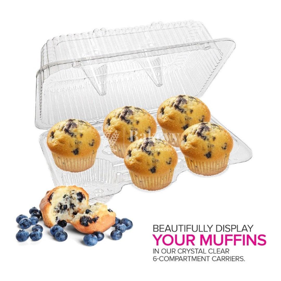 Clear Stackable 6 Cavity Cupcake Boxes | Pack of 50 - Bakeyy.com - India - Clear Stackable 6 Cavity Cupcake Boxes | Pack of 50 - Default Title