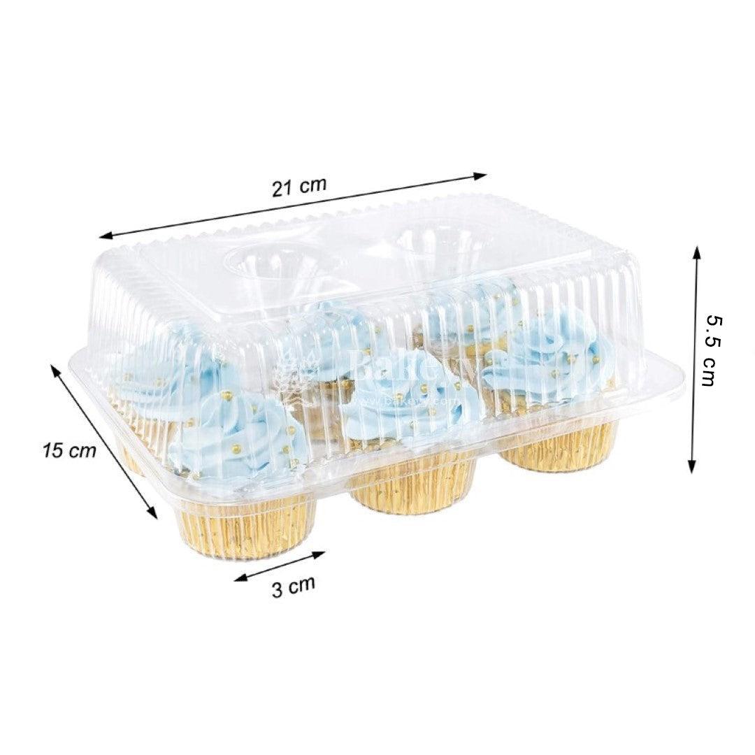 Clear Stackable 6 Cavity Cupcake Boxes | Pack of 50 - Bakeyy.com - India - Clear Stackable 6 Cavity Cupcake Boxes | Pack of 50 - Default Title