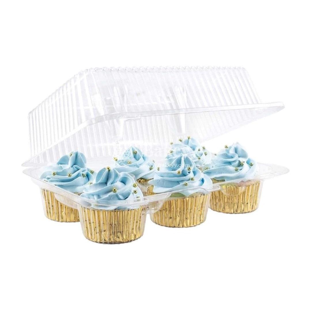 Clear Stackable 6 Cavity Cupcake Boxes | Pack of 50 - Bakeyy.com - India - Clear Stackable 6 Cavity Cupcake Boxes | Pack of 50 - Default Title