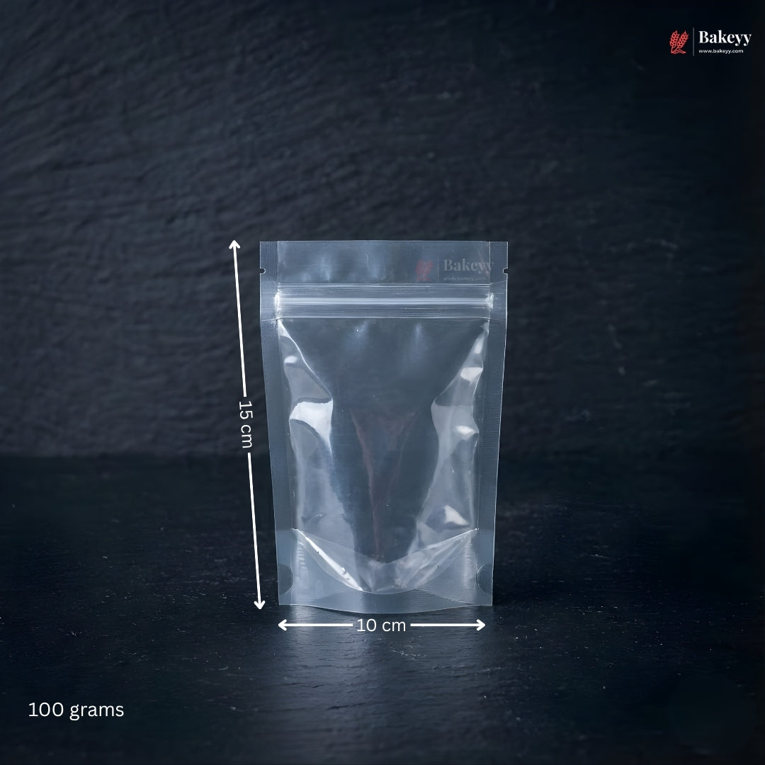 100 GSM Clear Stand-up Ziplock Pouch  | Zip Lock Standing Pouch | Pack of 100