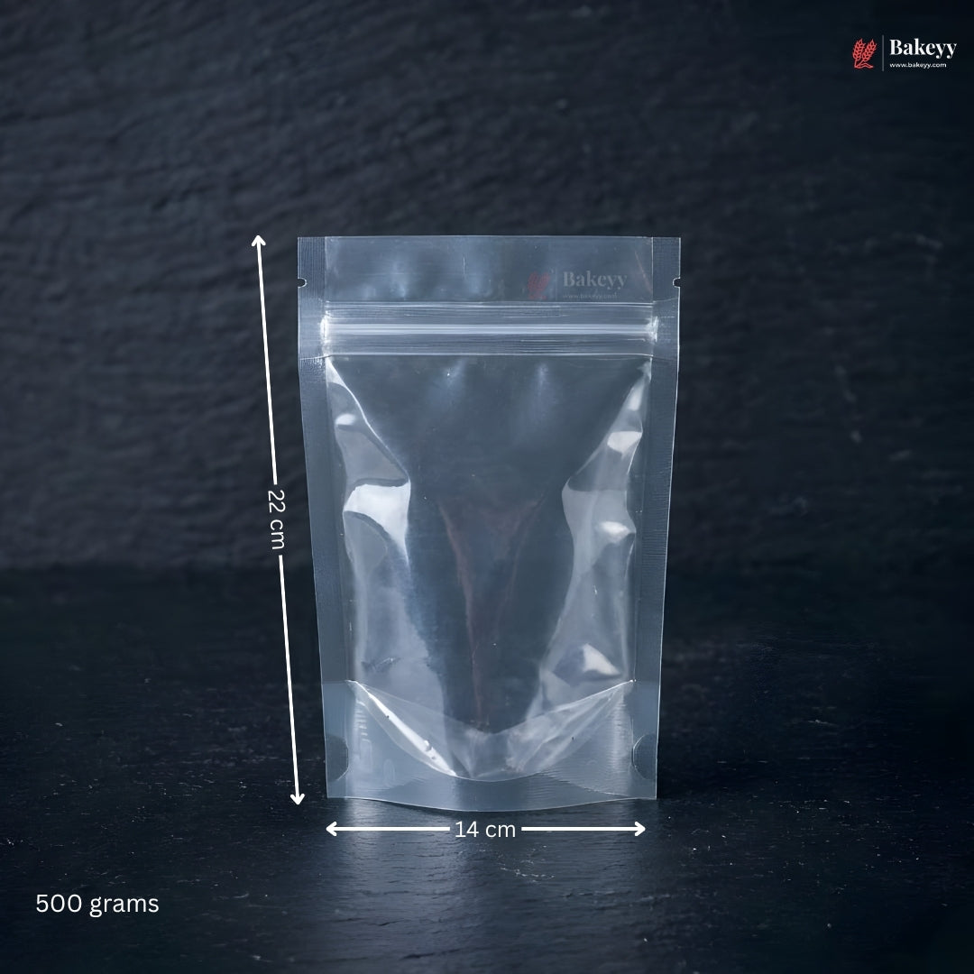 100 GSM Clear Stand-up Ziplock Pouch  | Zip Lock Standing Pouch | Pack of 100