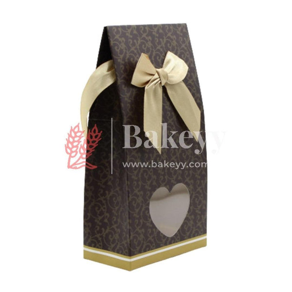 Coffee Brown color Box, Beige Large Wedding Candy Boxes Treat Gift Boxes with Ribbon, Birthday Party Favor Boxes for Bridal Shower Baby Shower Table Decorations | Pack Of 10 - Bakeyy.com