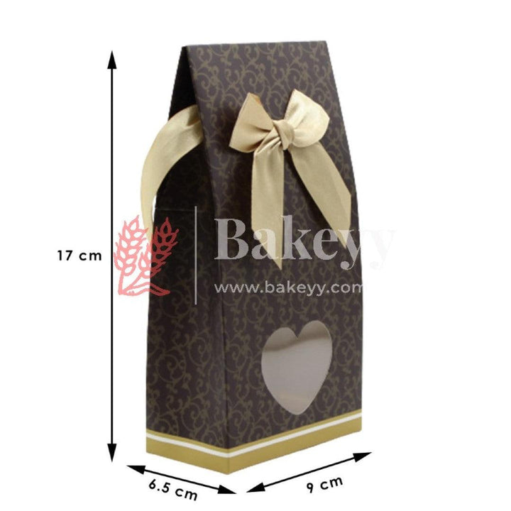 Coffee Brown color Box, Beige Large Wedding Candy Boxes Treat Gift Boxes with Ribbon, Birthday Party Favor Boxes for Bridal Shower Baby Shower Table Decorations | Pack Of 10 - Bakeyy.com