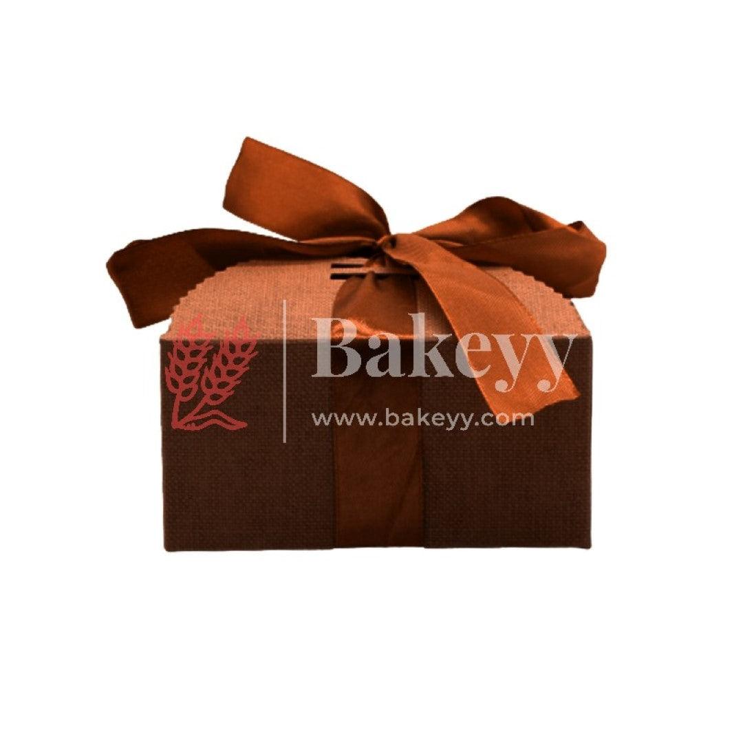 Coffee Brown Gift Box for Presents, 10 Pack Small Empty Kraft Gift Boxes with Ribbon For Packaging Candy, Cookie, Chocolate | Pack of 10 - Bakeyy.com - India - Coffee Brown Gift Box for Presents, 10 Pack Small Empty Kraft Gift Boxes with Ribbon For Packaging Candy, Cookie, Chocolate | Pack of 10 - Large (12x12x6 cm)