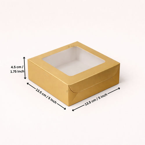 Matte Gold Color Brownie Box | L Shape Window & Top Window | Multiple Capacities Available | Pack of 10