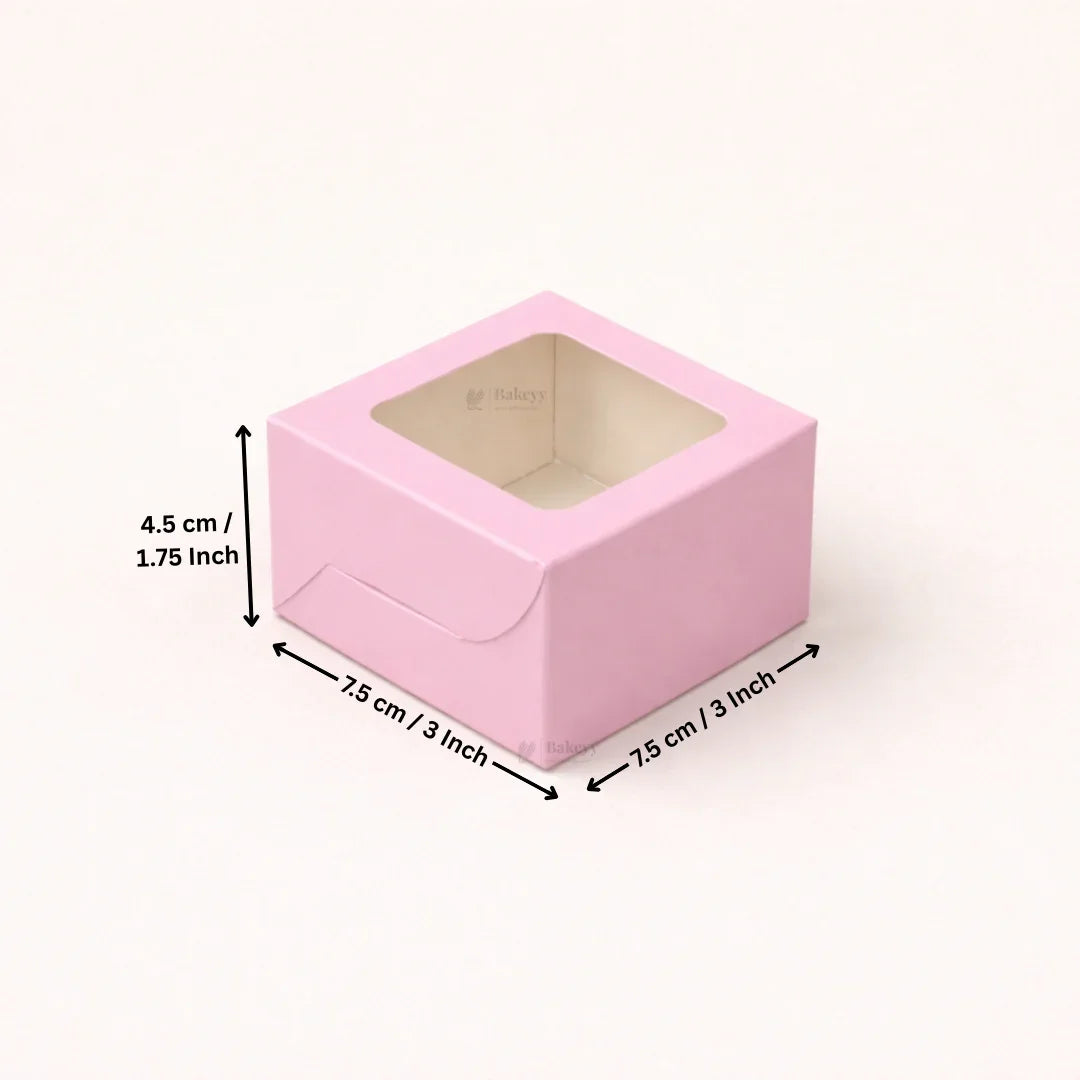 Pink Color Brownie Box | L Shape Window & Top Window | Multiple Capacities Available | Pack of 10