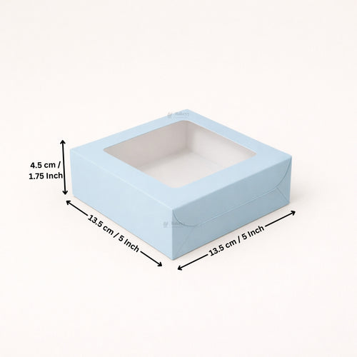 Blue Color Brownie Box | L Shape Window & Top Window | Multiple Capacities Available | Pack of 10