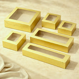Metallic Gold Color Brownie Box | L Shape Window & Top Window | Multiple Capacities Available | Pack of 10