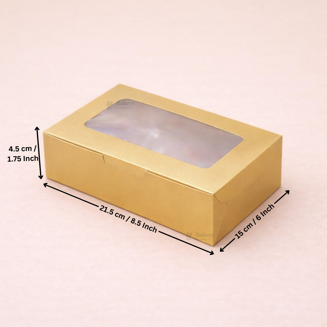 Matte Gold Color Brownie Box | L Shape Window & Top Window | Multiple Capacities Available | Pack of 10