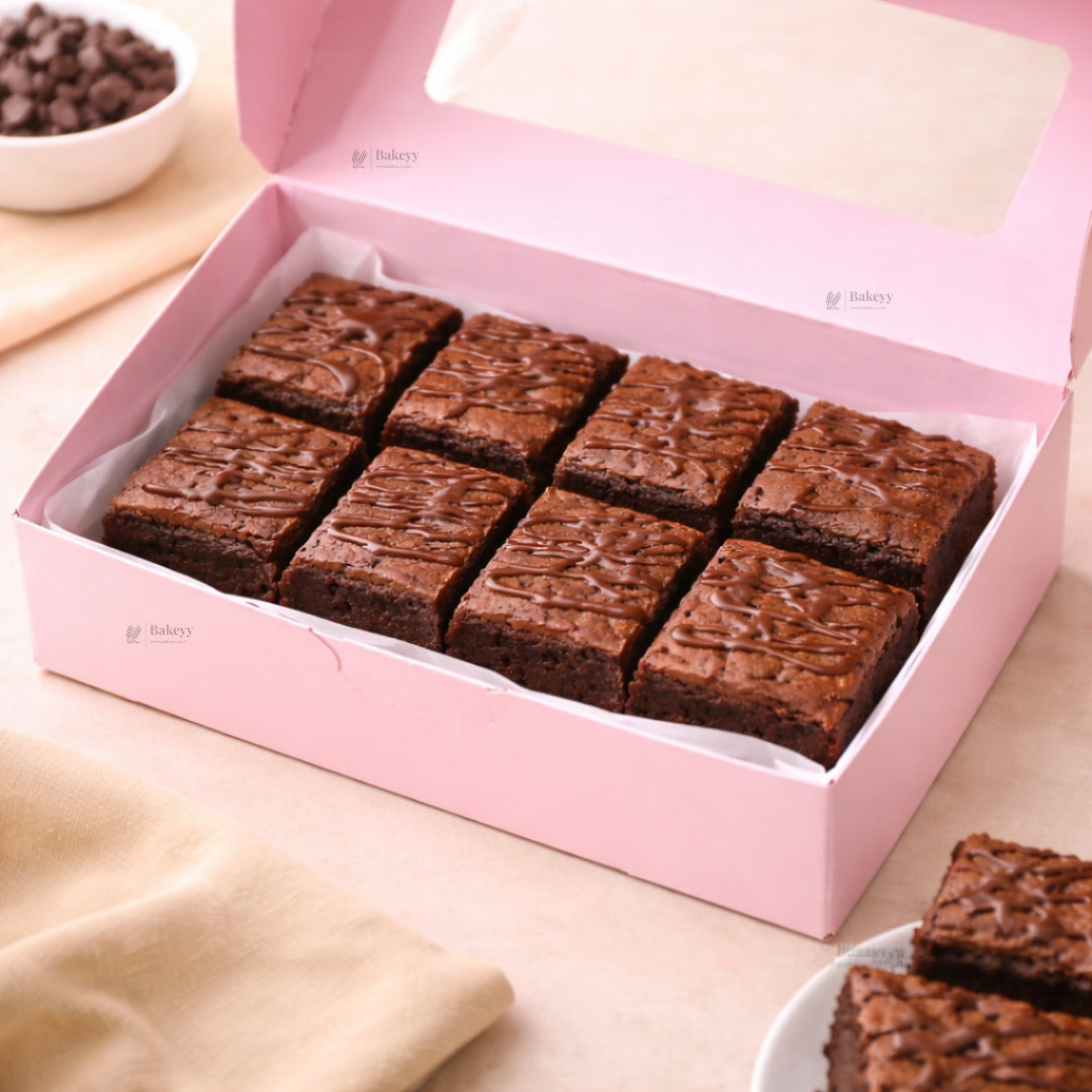 Pink Color Brownie Box | L Shape Window & Top Window | Multiple Capacities Available | Pack of 10
