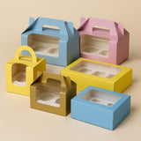 Color Cupcake Boxes With Handle | Christmas Style Cupcake Boxes | Multi-Colour Festive Boxes | Pack of 10