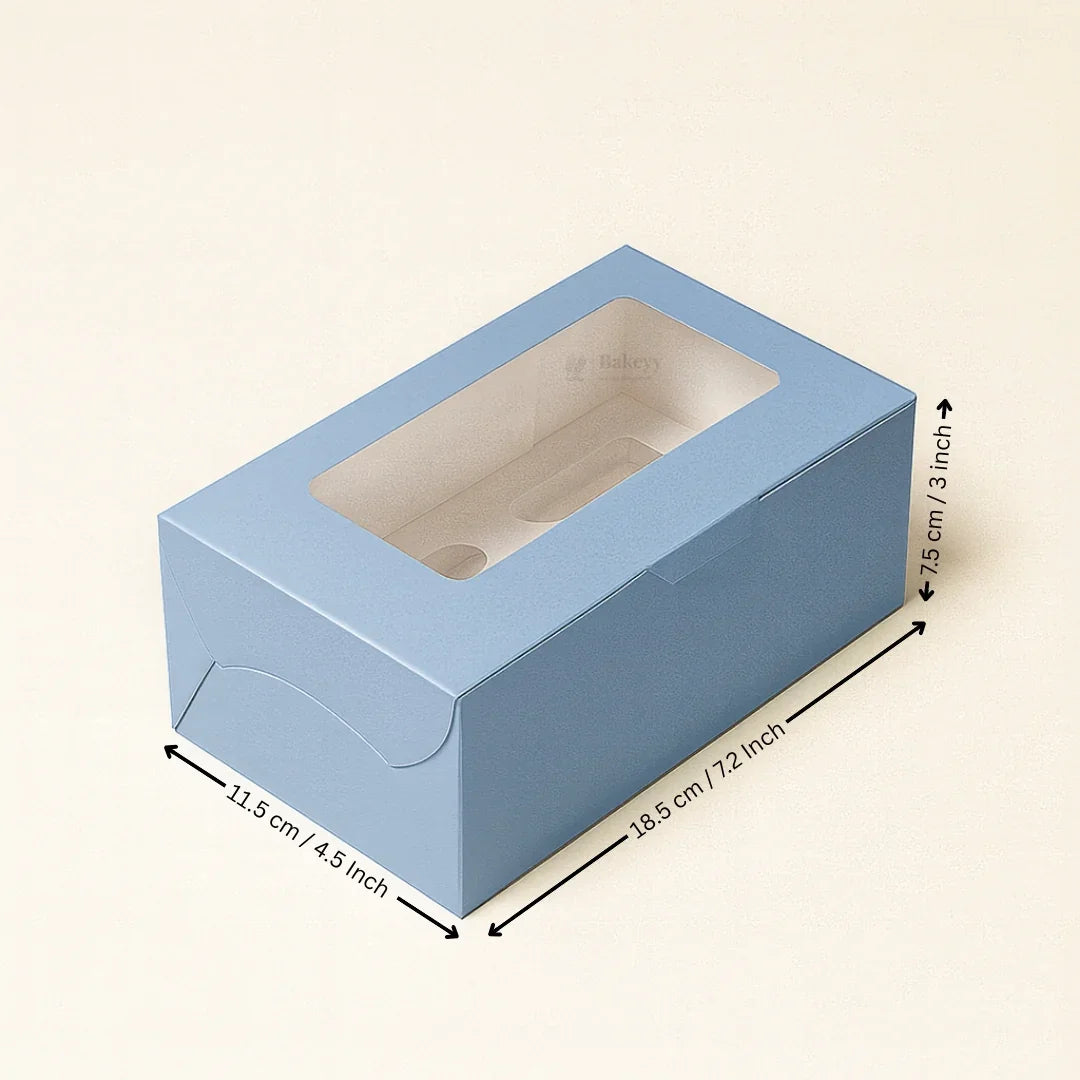 Blue Color Cupcake Box | With Handle & Without Handle | Multiple Capacities Available | Pack of 10