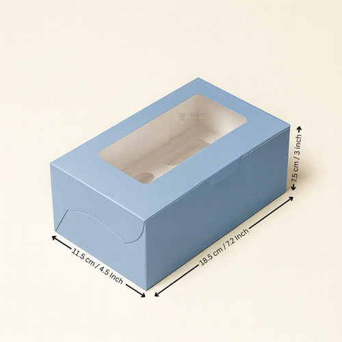 Blue Color Cupcake Box | With Handle & Without Handle | Multiple Capacities Available | Pack of 10