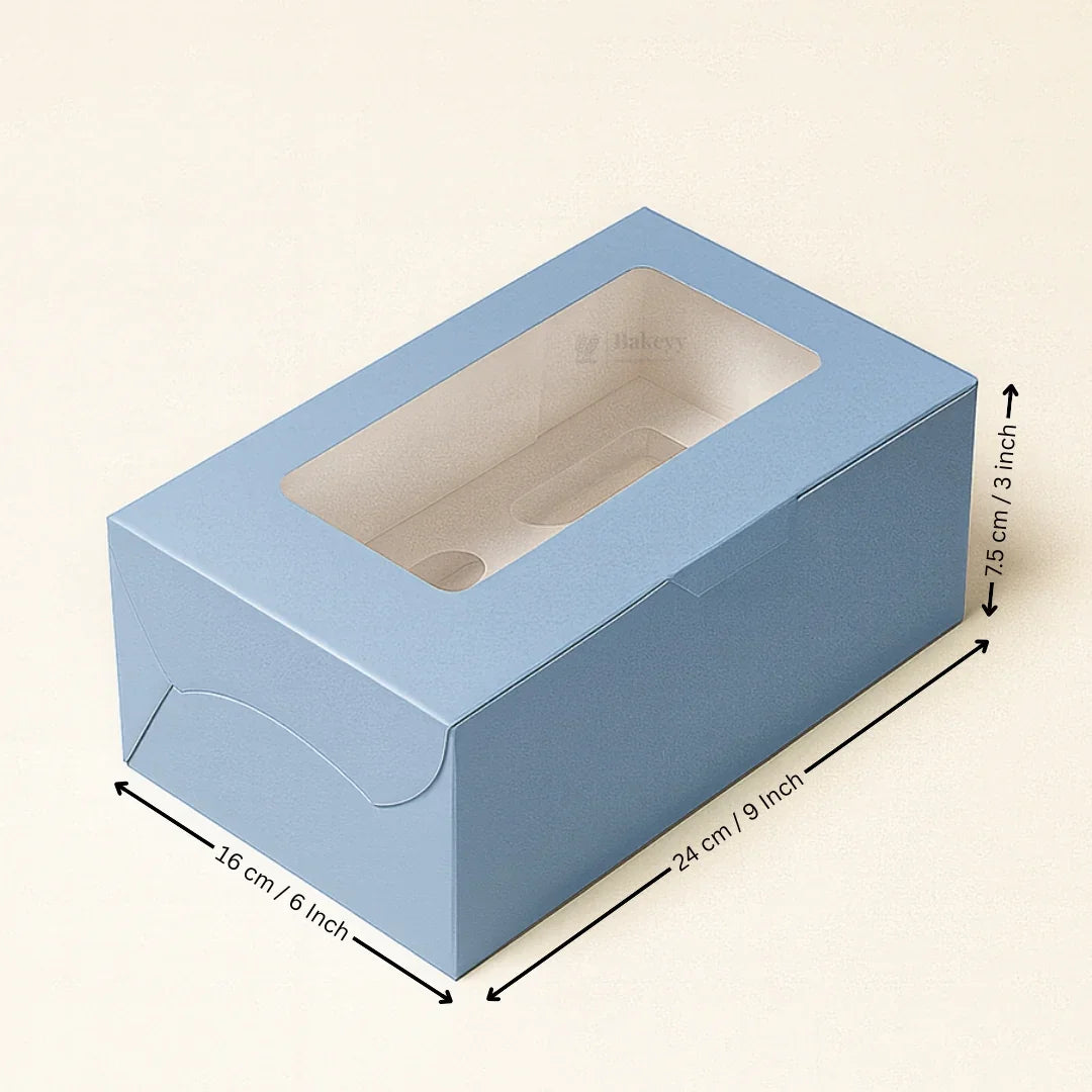 Blue Color Cupcake Box | With Handle & Without Handle | Multiple Capacities Available | Pack of 10