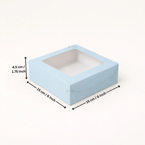 Blue Color Brownie Box | L Shape Window & Top Window | Multiple Capacities Available | Pack of 10