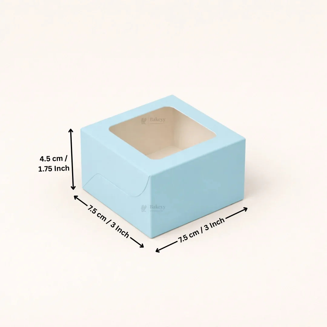 Blue Color Brownie Box | L Shape Window & Top Window | Multiple Capacities Available | Pack of 10