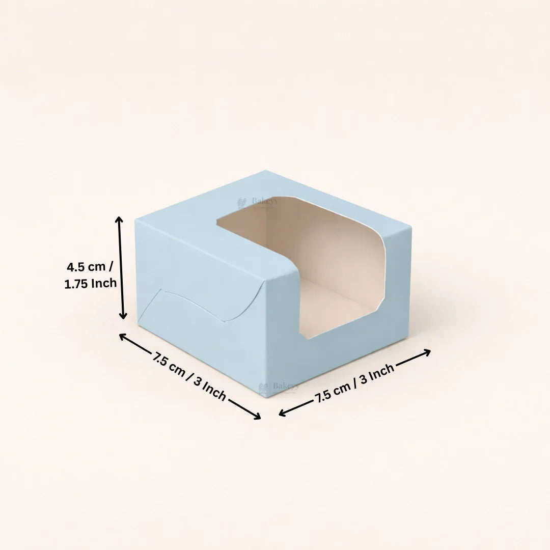 Blue Color Brownie Box | L Shape Window & Top Window | Multiple Capacities Available | Pack of 10