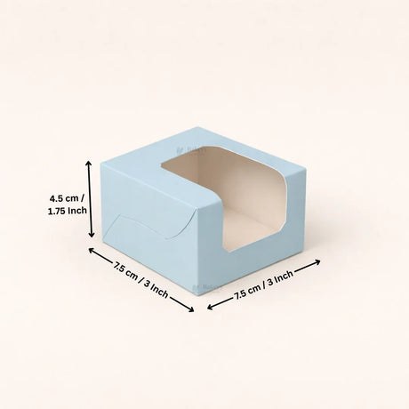 Blue Color Brownie Box | L Shape Window & Top Window | Multiple Capacities Available | Pack of 10