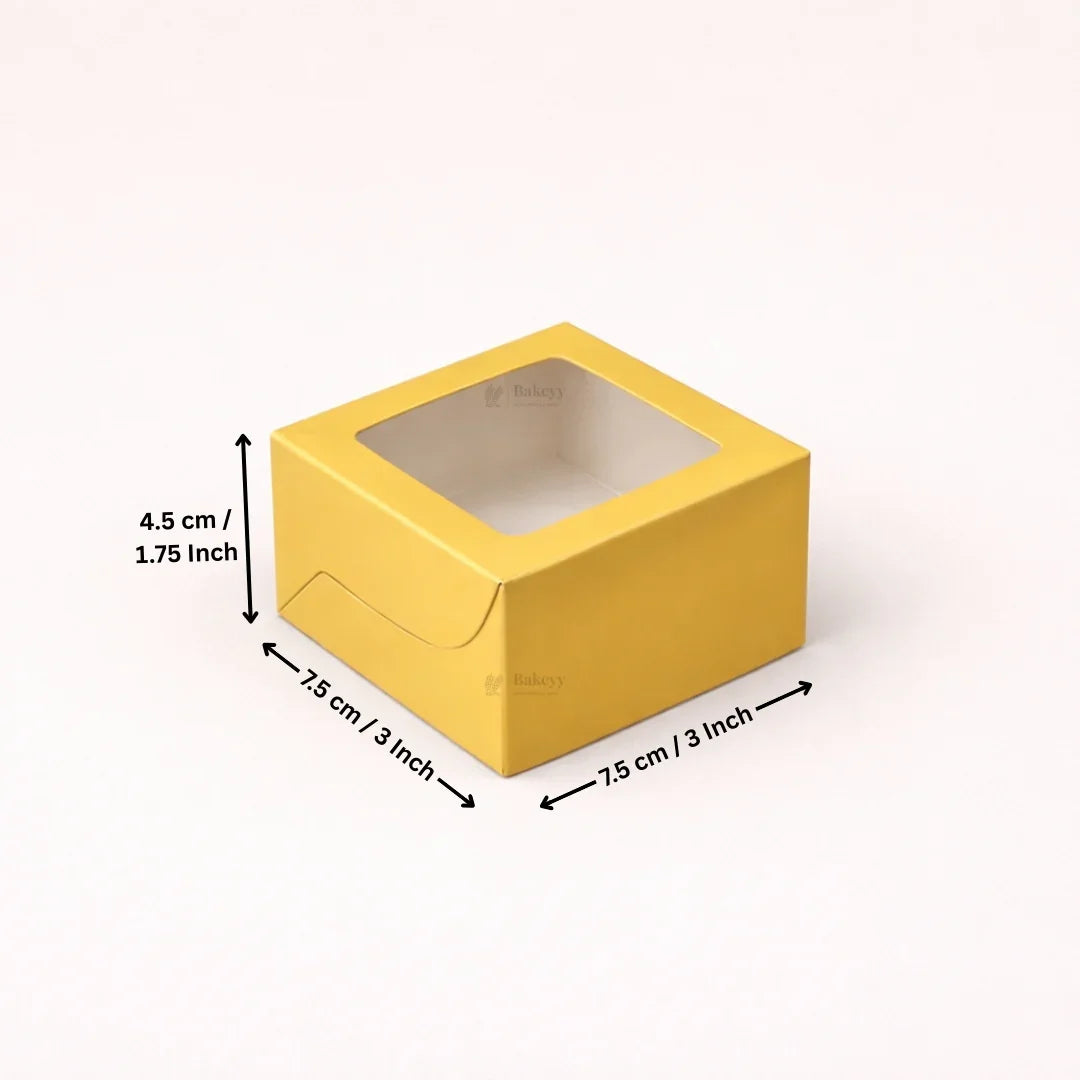 Metallic Gold Color Brownie Box | L Shape Window & Top Window | Multiple Capacities Available | Pack of 10