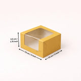 Metallic Gold Color Brownie Box | L Shape Window & Top Window | Multiple Capacities Available | Pack of 10