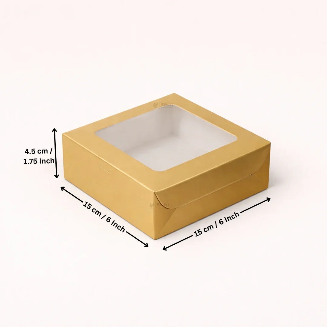 Matte Gold Color Brownie Box | L Shape Window & Top Window | Multiple Capacities Available | Pack of 10