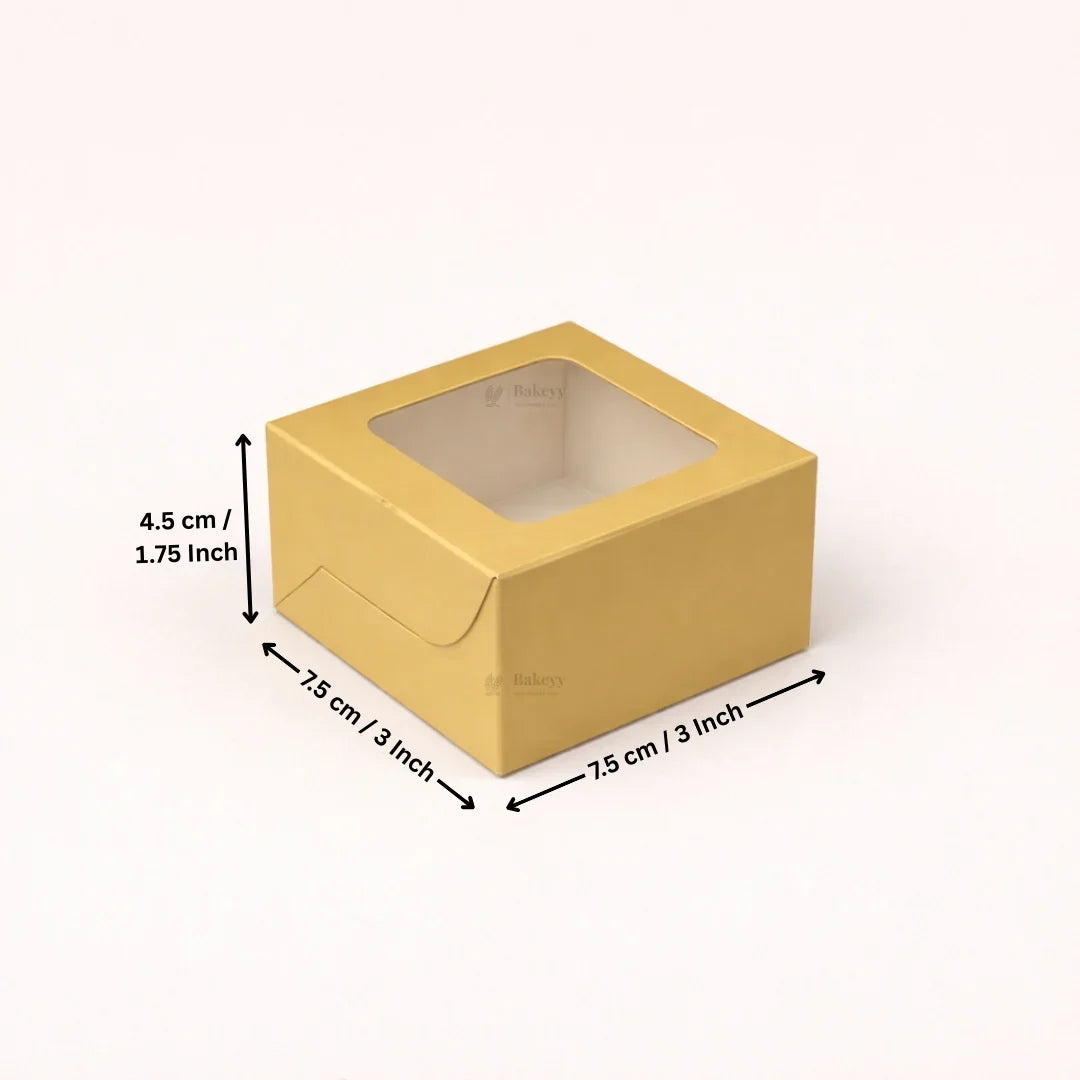 Matte Gold Color Brownie Box | L Shape Window & Top Window | Multiple Capacities Available | Pack of 10