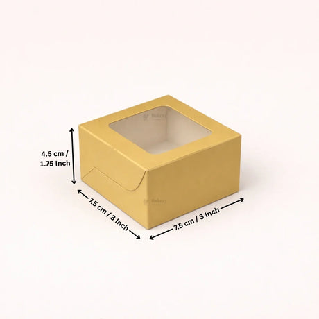 Matte Gold Color Brownie Box | L Shape Window & Top Window | Multiple Capacities Available | Pack of 10