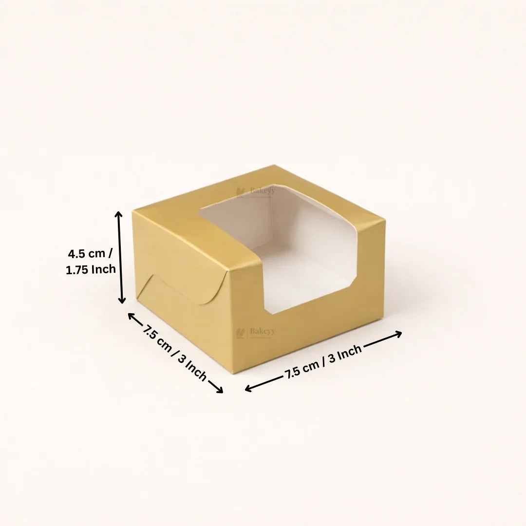 Matte Gold Color Brownie Box | L Shape Window & Top Window | Multiple Capacities Available | Pack of 10