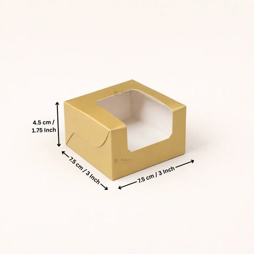 Matte Gold Color Brownie Box | L Shape Window & Top Window | Multiple Capacities Available | Pack of 10