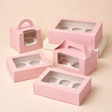 Pink Color Cupcake Box | With Handle & Without Handle | Multiple Capacities Available | Pack of 10