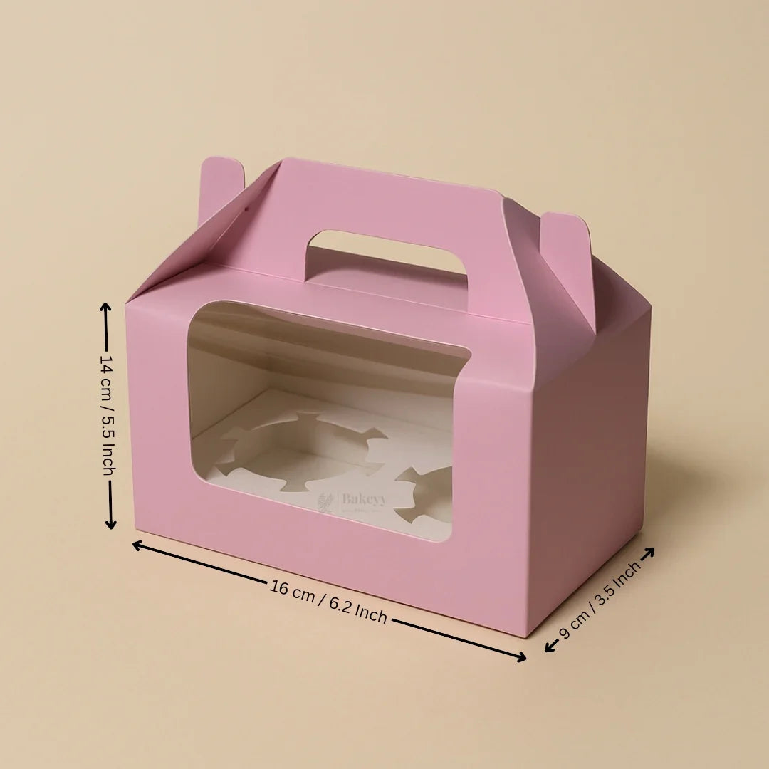Pink Color Cupcake Box | With Handle & Without Handle | Multiple Capacities Available | Pack of 10