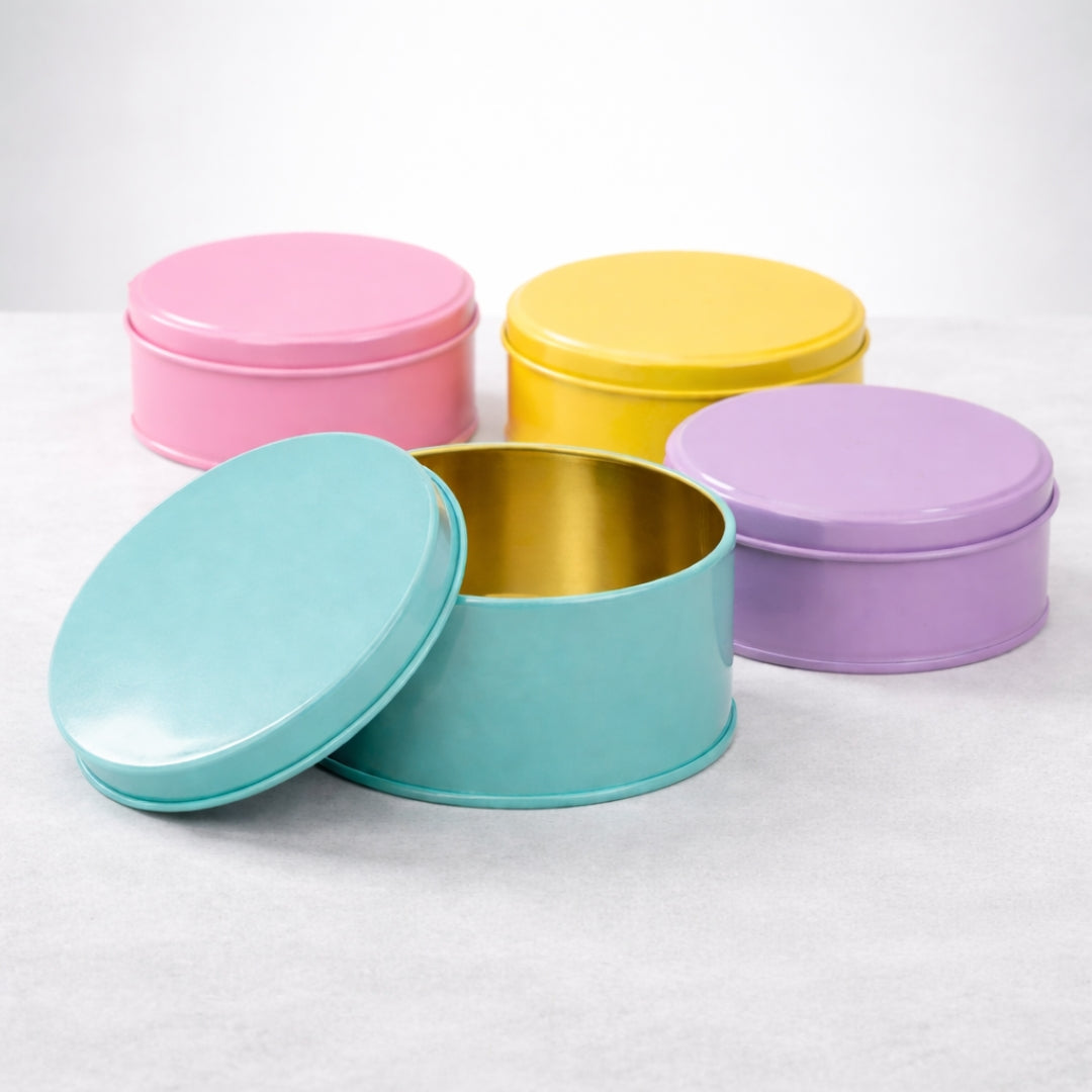 Color Plain Tin Boxes | Multiple Shape Option Available | Heart, Circle, Square Box | Empty Boxes | Chocolate and Small Gifts Box | Pack of 6