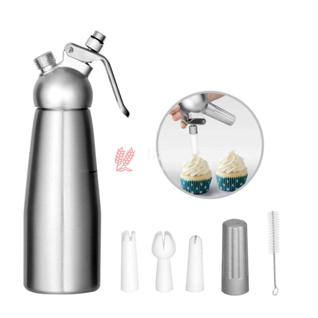 Cream Whipper | Whipped Cream Dispenser Canister | Metal Cap - Bakeyy.com - India - Cream Whipper | Whipped Cream Dispenser Canister | Metal Cap - 500 ML