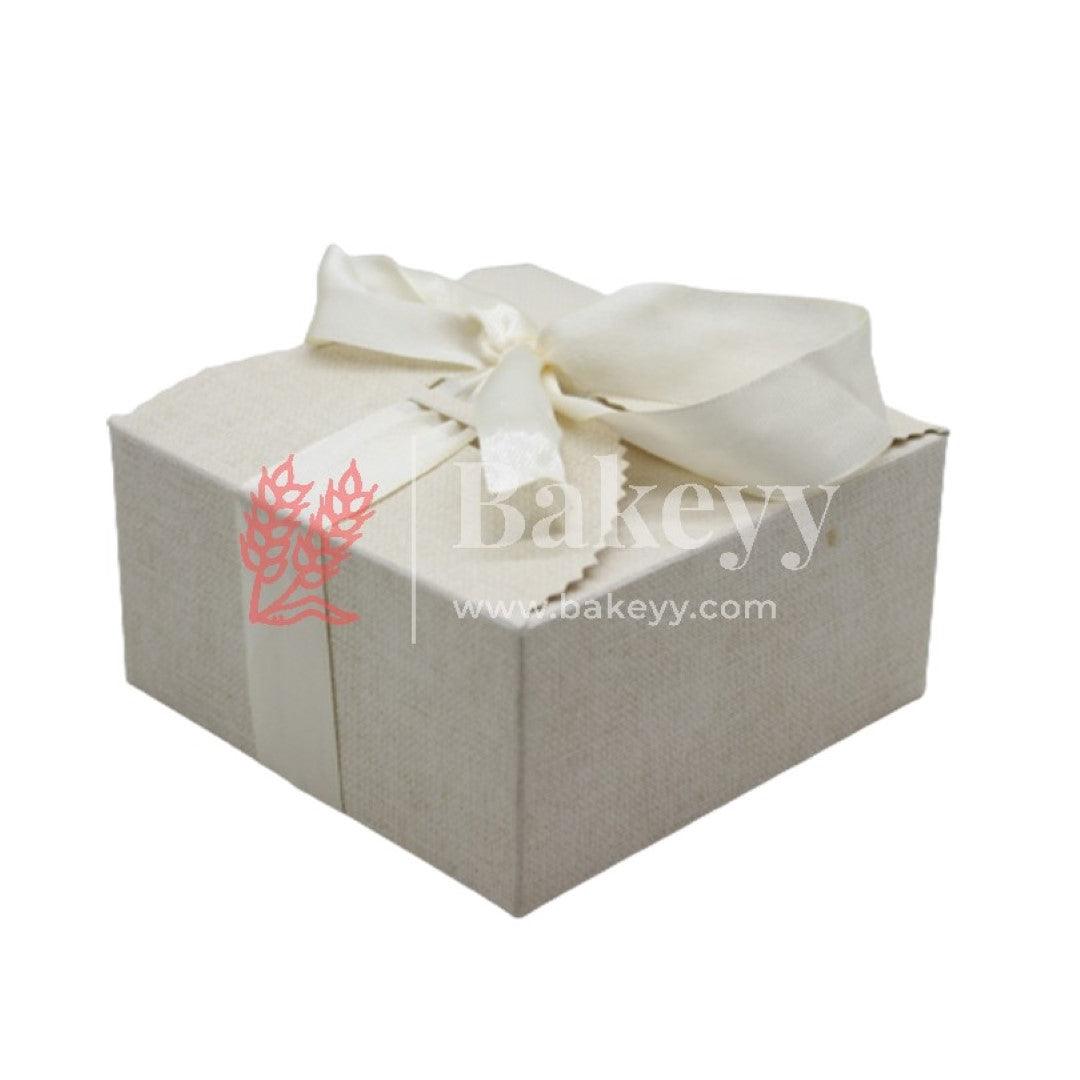 Cream White Colour Gift Box for Presents, 10 Pack Empty Kraft Gift Boxes with Ribbon For Packaging Candy, Cookie, Chocolate | Pack of 10 - Bakeyy.com - India - Cream White Colour Gift Box for Presents, 10 Pack Empty Kraft Gift Boxes with Ribbon For Packaging Candy, Cookie, Chocolate | Pack of 10 - Large (12x12x6 cm)