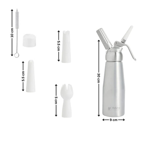 Metal Head Cream Whipper | Whipped Cream Dispenser for Desserts & Beverages | 500ml / 1000ml Capacity Available | Pack of 1 - Bakeyy.com - India - Metal Head Cream Whipper | Whipped Cream Dispenser for Desserts & Beverages | 500ml / 1000ml Capacity Available | Pack of 1 - 1000 ml 3100.00