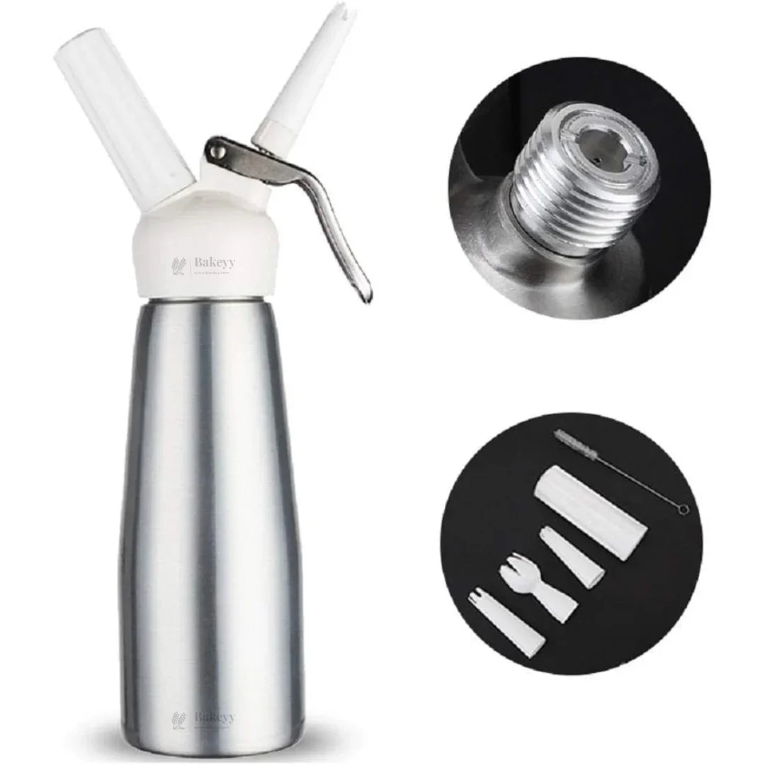 Plastic Head Cream Whipper | Whipped Cream Dispenser for Desserts & Beverages | 500ml / 1000ml Capacity Available | Pack of 1 - Bakeyy.com - India - Plastic Head Cream Whipper | Whipped Cream Dispenser for Desserts & Beverages | 500ml / 1000ml Capacity Available | Pack of 1 - 500 ml 2200.00