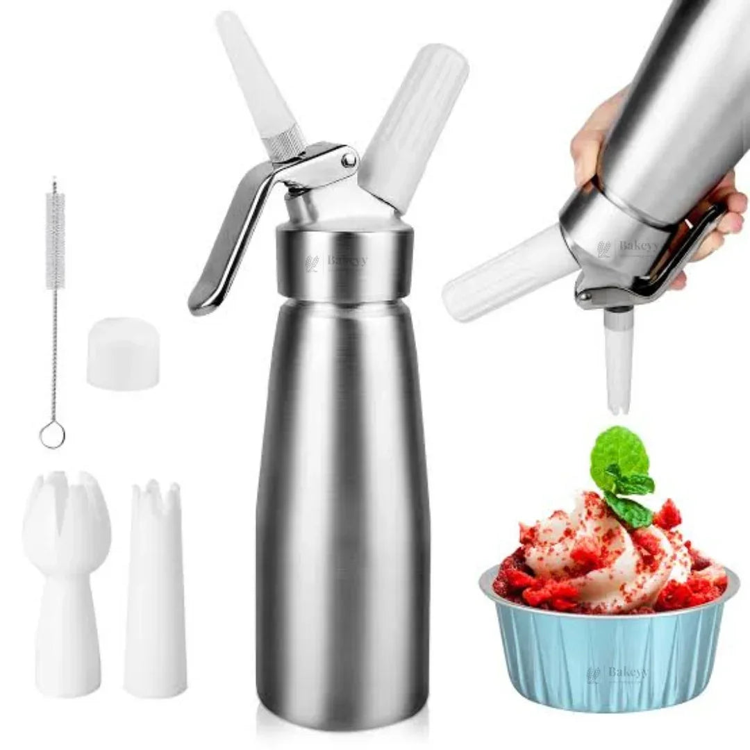 Metal Head Cream Whipper | Whipped Cream Dispenser for Desserts & Beverages | 500ml / 1000ml Capacity Available | Pack of 1 - Bakeyy.com - India - Metal Head Cream Whipper | Whipped Cream Dispenser for Desserts & Beverages | 500ml / 1000ml Capacity Available | Pack of 1 - 500 ml 2600.00
