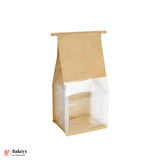 16x26x13cm Kraft Bread Bags with Transparent Window – Food-Grade & Stylish | Kraft Paper Pouches for Fresh Bakes | Baked Foods Packaging Storage | Pack Of 50